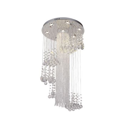 LED kristalno stropno svjetlo NAURU LED/24W/230V Ø 45 cm sjajni krom + daljinsko upravljanje