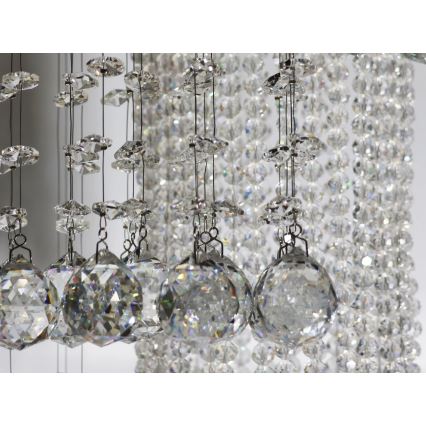 LED kristalno stropno svjetlo NAURU LED/24W/230V Ø 45 cm sjajni krom + daljinsko upravljanje