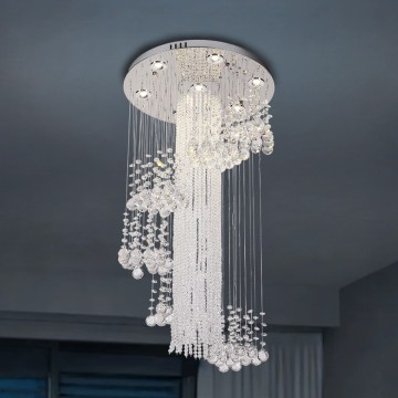 LED kristalno stropno svjetlo NAURU LED/24W/230V Ø 45 cm sjajni krom + daljinsko upravljanje