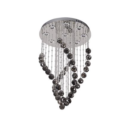 LED kristalna stropna svjetiljka NAURU LED/30W/230V pr. 40 cm sjajni krom/crna + daljinski upravljač