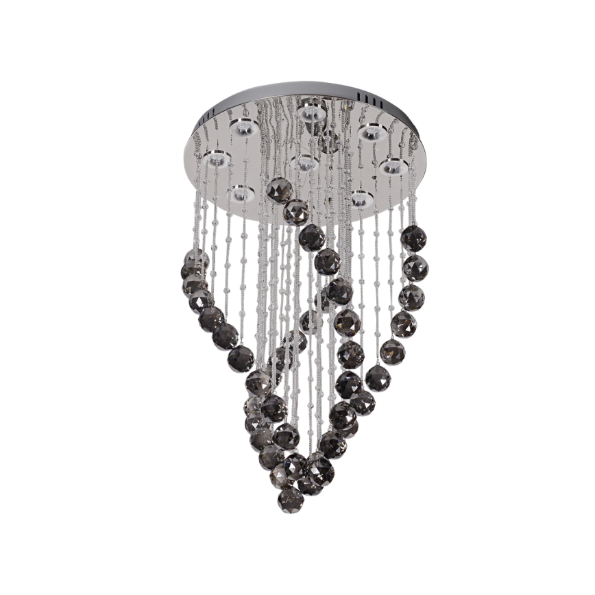 LED kristalna stropna svjetiljka NAURU LED/30W/230V pr. 40 cm sjajni krom/crna + daljinski upravljač