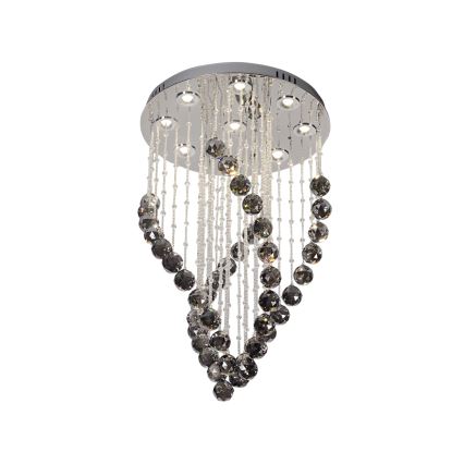 LED kristalna stropna svjetiljka NAURU LED/30W/230V pr. 40 cm sjajni krom/crna + daljinski upravljač