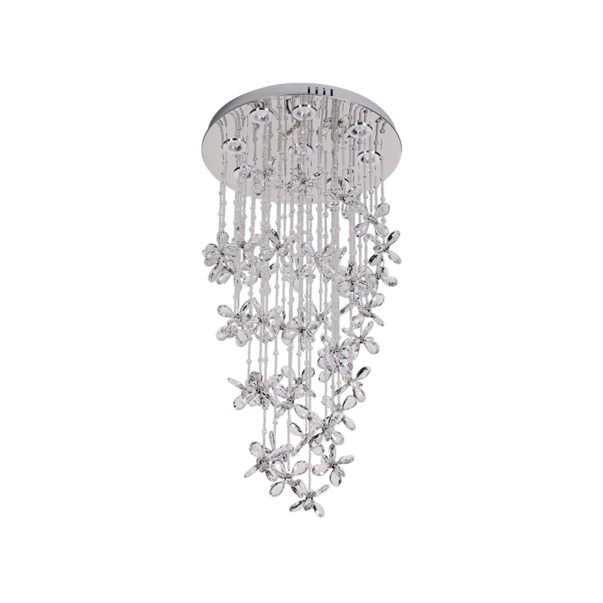 LED kristalna stropna svjetiljka SAMOA LED/30W/230V Ø 40 cm, sjajni krom + daljinski upravljač