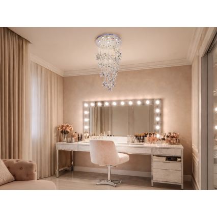 LED kristalna stropna svjetiljka SAMOA LED/30W/230V Ø 40 cm, sjajni krom + daljinski upravljač