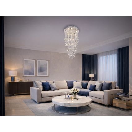 LED kristalna stropna svjetiljka SAMOA LED/30W/230V Ø 40 cm, sjajni krom + daljinski upravljač