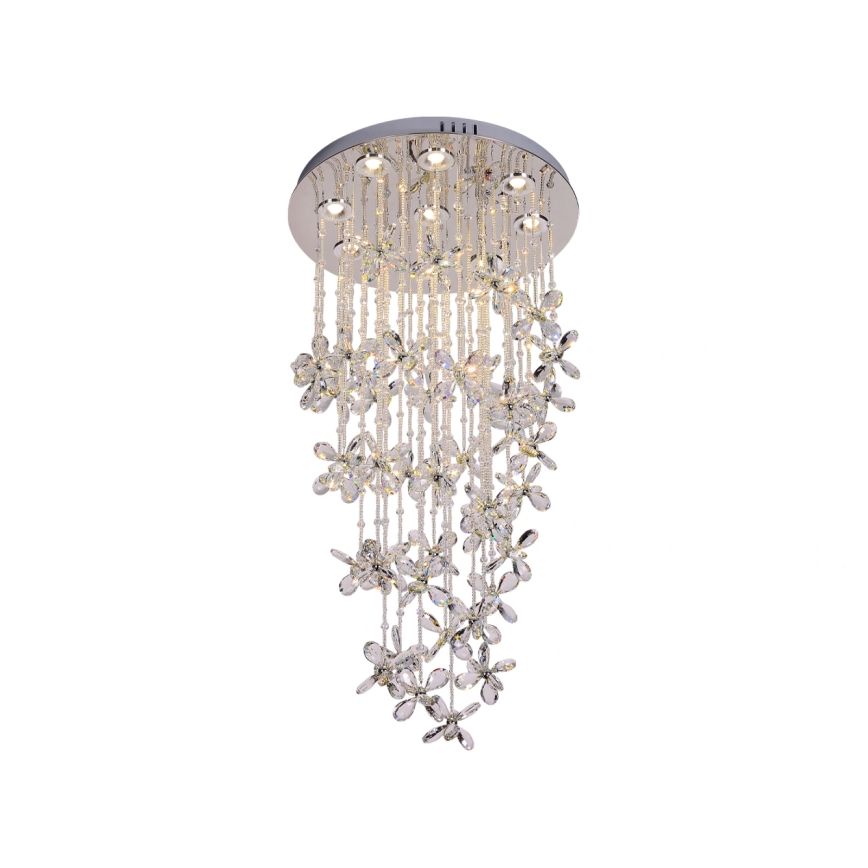 LED kristalna stropna svjetiljka SAMOA LED/30W/230V Ø 40 cm, sjajni krom + daljinski upravljač