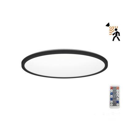 LED Svjetiljka za kupaonicu sa senzorom za pokret i dan/noć NIVERA LED/12W/230V IP54 3000/4000/6000K pr. 22,5 cm crna + daljinski upravljač