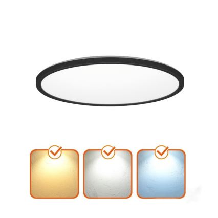 LED Svjetiljka za kupaonicu sa senzorom za pokret i dan/noć NIVERA LED/12W/230V IP54 3000/4000/6000K pr. 22,5 cm crna + daljinski upravljač