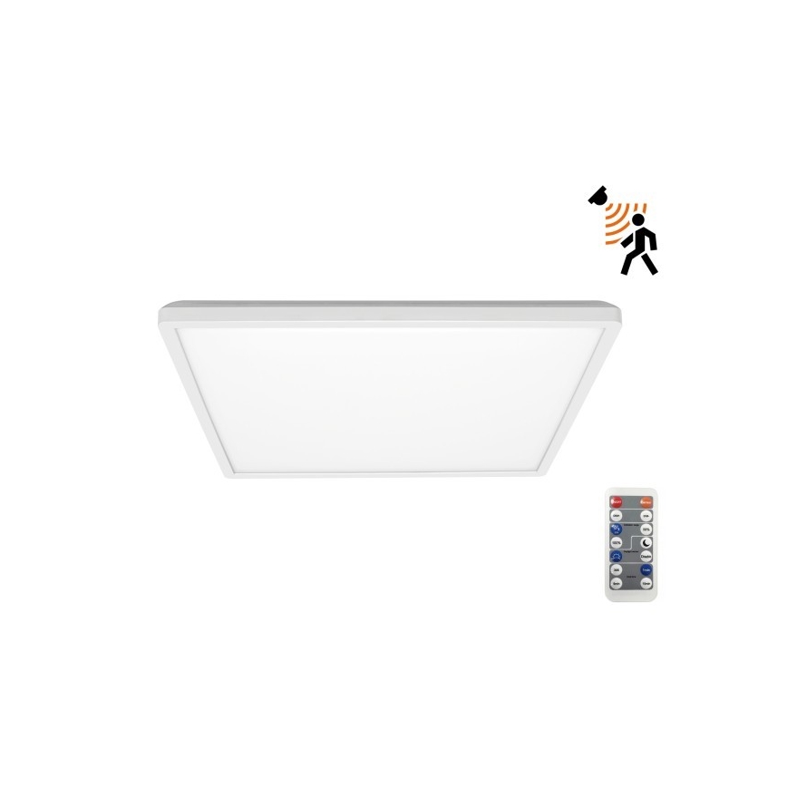 LED Svjetiljka za kupaonicu sa senzorom za pokret i dan/noć NIVERA LED/18W/230V IP54 3000/4000/6000K 30x30 cm bijela + daljinski upravljač
