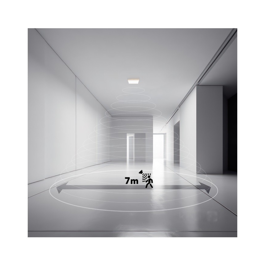LED Svjetiljka za kupaonicu sa senzorom za pokret i dan/noć NIVERA LED/24W/230V IP54 3000/4000/6000K 30x30 cm crna + daljinski upravljač