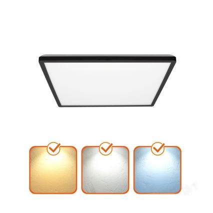 LED Svjetiljka za kupaonicu sa senzorom za pokret i dan/noć NIVERA LED/24W/230V IP54 3000/4000/6000K 30x30 cm crna + daljinski upravljač