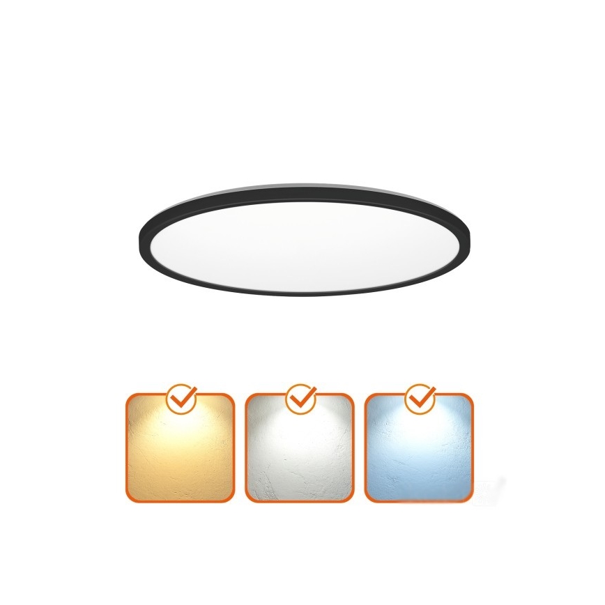 LED Svjetiljka za kupaonicu sa senzorom za pokret i dan/noć NIVERA LED/24W/230V IP54 3000/4000/6000K pr. 30 cm crna + daljinski upravljač