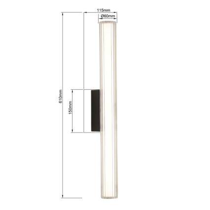 LED rasvjeta za kupaonsko ogledalo LINEA LED/12W/230V 3000/4000/6000K IP44 61 cm crna
