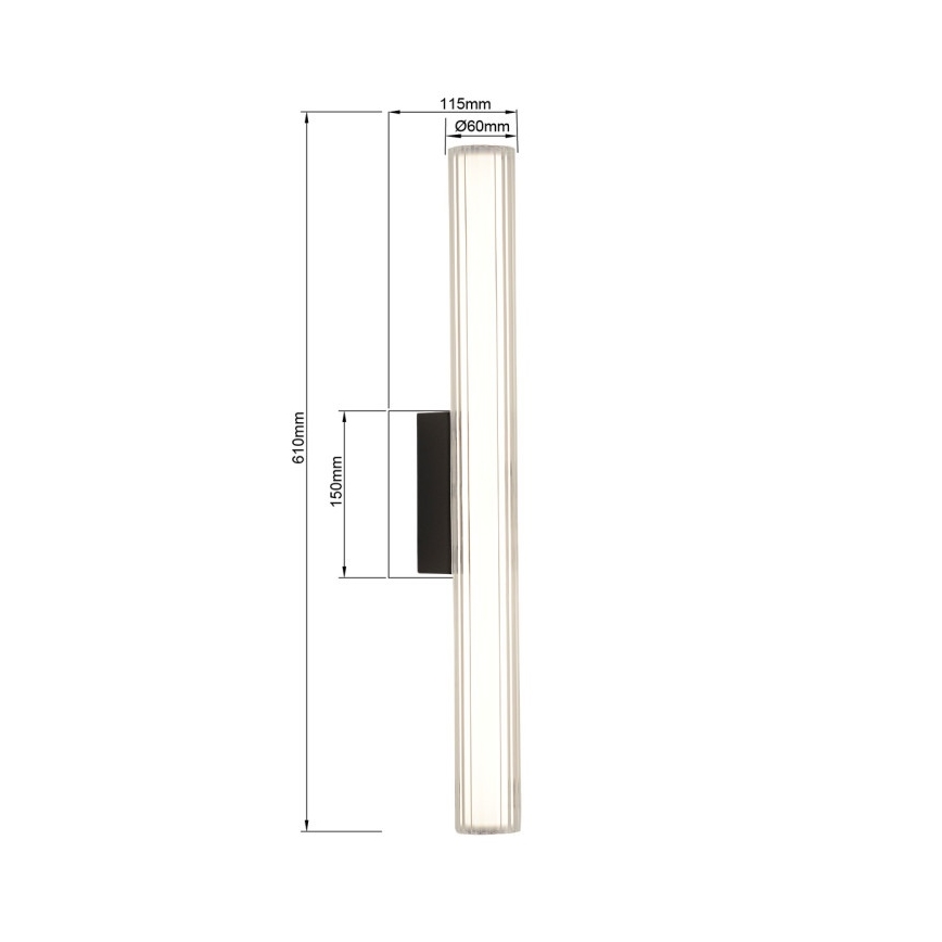 LED rasvjeta za kupaonsko ogledalo LINEA LED/12W/230V 3000/4000/6000K IP44 61 cm crna
