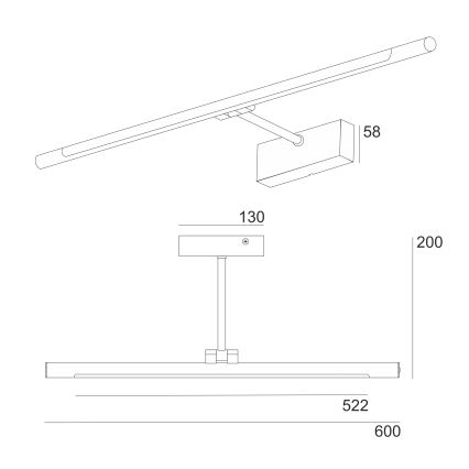 LED kupaonsko osvjetljenje za ogledalo MIRROR, 8 W, 230 V, 4000 K, IP44, 60 cm, crno