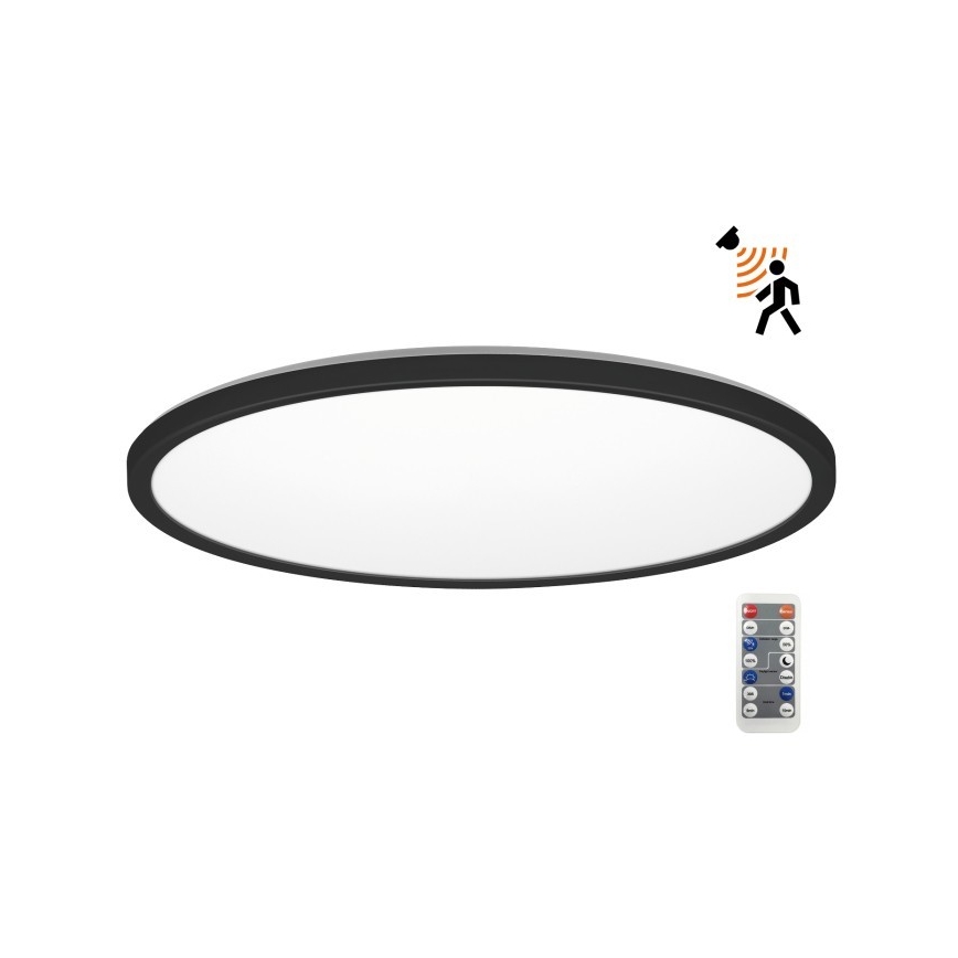 LED kupaonsko svjetlo sa senzorom pokreta i sumraka NIVERA LED/32W/230V IP54 3000/4000/6000K promjer 42 cm crna + daljinski upravljač