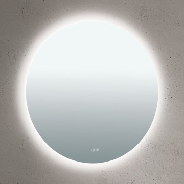 LED kupaonsko zidno ogledalo s integriranim grijačem i pozadinskim LED osvjetljenjem FOCUS 27W/230V 3000/4200/6000K promjer 80 cm IP44