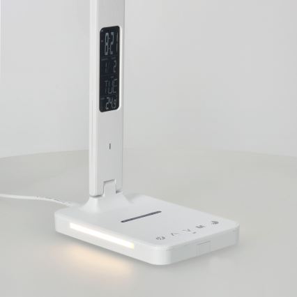 LED stolna lampa s mogućnošću prigušivanja, bežičnim QI punjenjem, zaslonom i USB priključkom LED/7W/230V 3000-6000K bijela