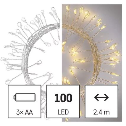 LED  lanac 100xLED/3xAA 2,7m topla bijela