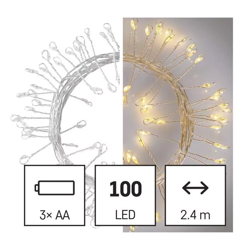 LED  lanac 100xLED/3xAA 2,7m topla bijela
