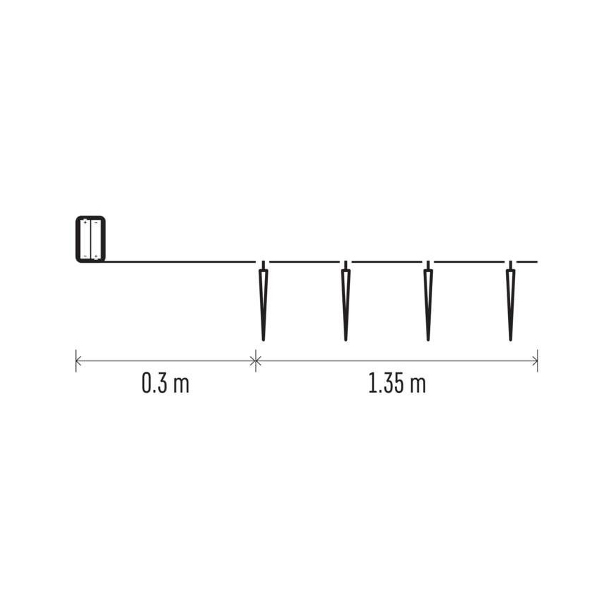 LED lanac 10xLED/2xAA 1,65m