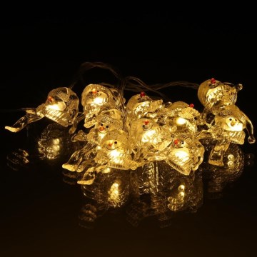 LED  lanac 10xLED/2xAA/topla bijela 1,65m snjegovići