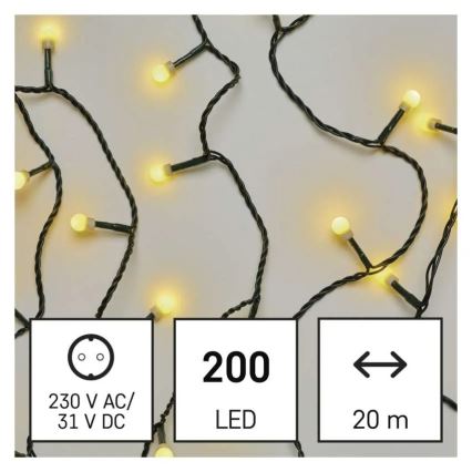 LED lanac 200xLED/8 funkcija 20m IP44 topla bijela