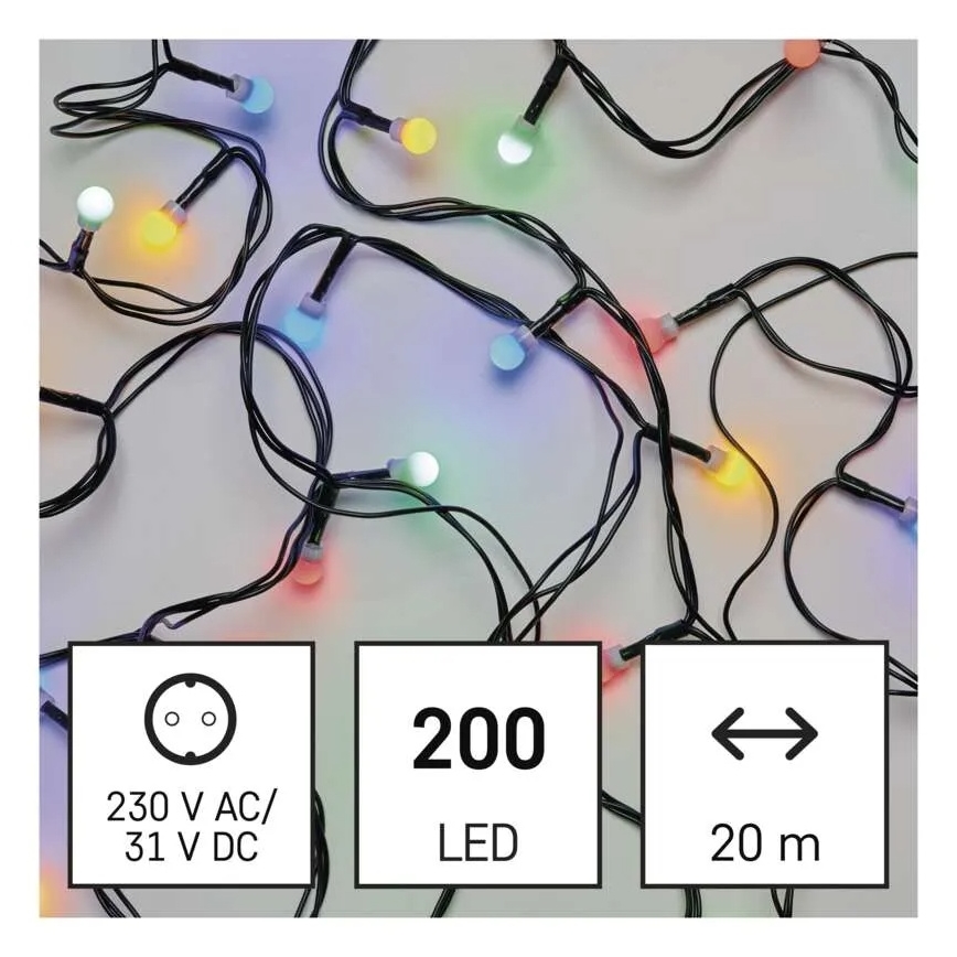LED lanac 200xLED/8 funkcija, 25 m, IP44, višebojno
