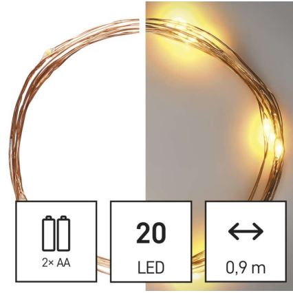 LED lanac 20xLED/2,4m topla bijela