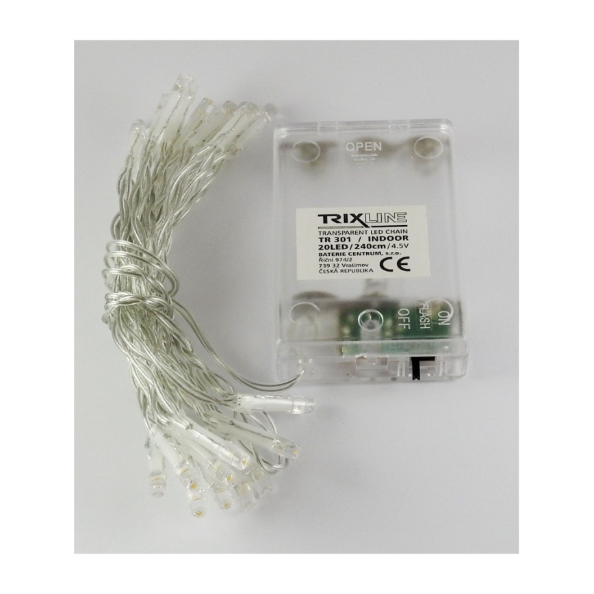 LED lanac 20xLED/2 funkcije 2,4m topla bijela