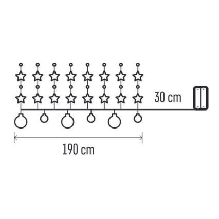 LED lanac 20xLED/2xAA 2,2 m topla bijela