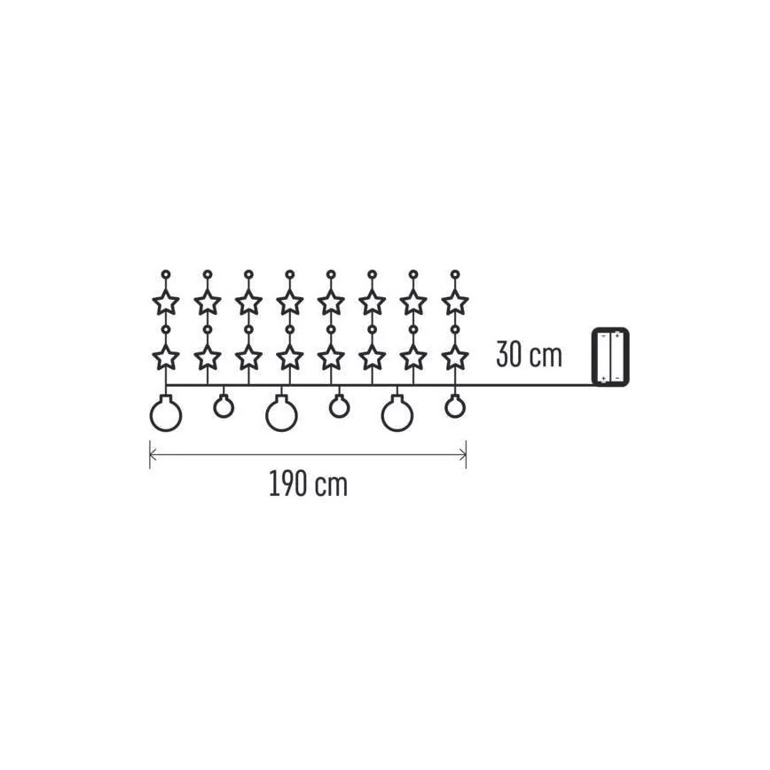LED lanac 20xLED/2xAA 2,2 m topla bijela