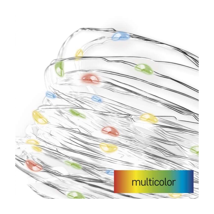 LED  lanac 20xLED/2xAA 2,4m višebojan