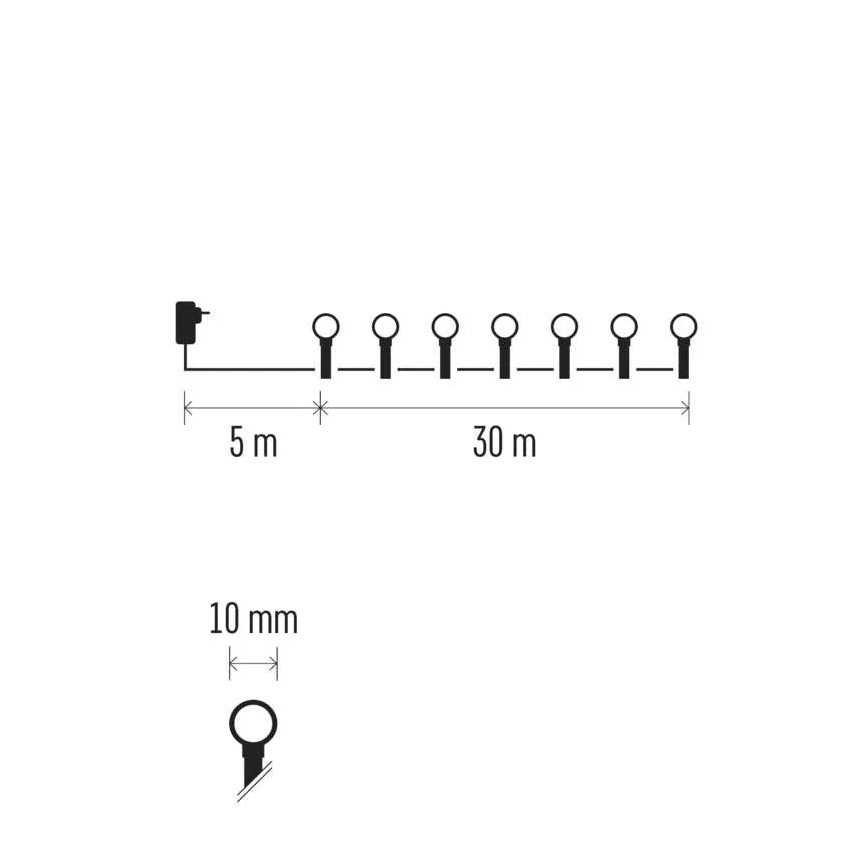 LED lanac 300xLED/230V/8 funkcija 35m IP44 topla bijela