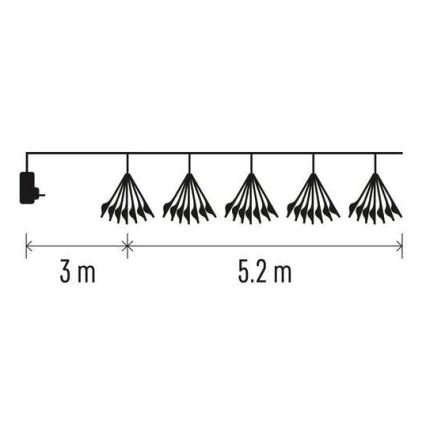 LED lanac 300xLED 5,2+3 m topla bijela