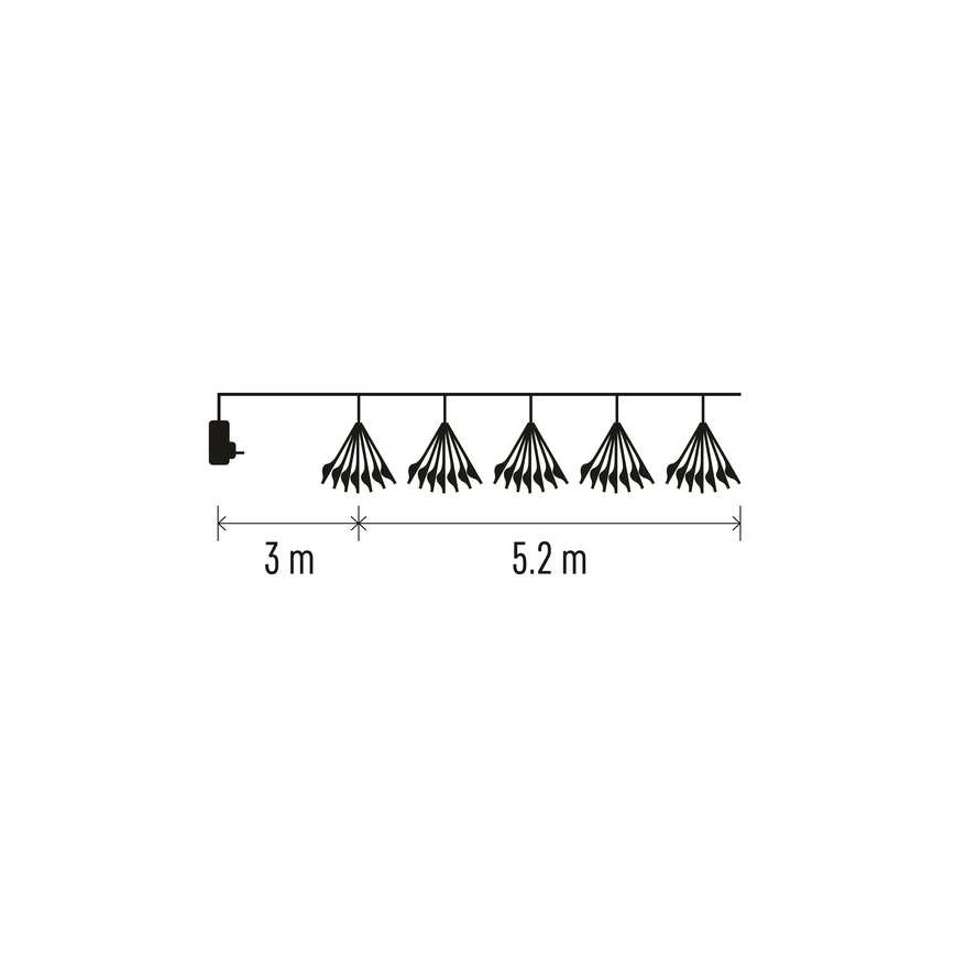 LED lanac 300xLED 5,2+3 m topla bijela