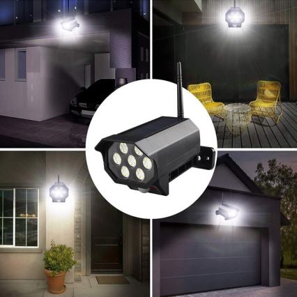 LED Lažna sigurnosna kamera sa senzorom i sa solarnim panelom LED/5W/5,5V 800 mAh IP65 + daljinski upravljač