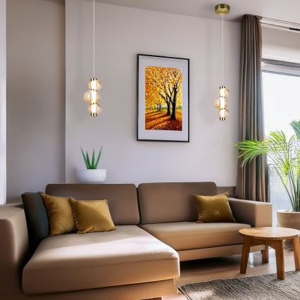 LED luster na kabelu BOLLA LED/12W/230V Ø 16 cm zlatni/dimno bež