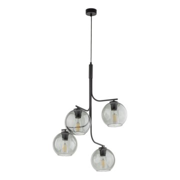 LED luster na kabelu CESAR 4xE27/15W/230V crna/dimno-siva