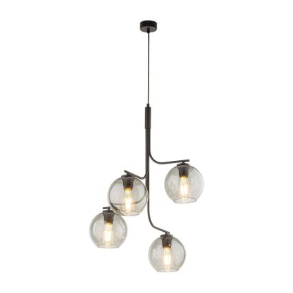 LED luster na kabelu CESAR 4xE27/15W/230V crna/dimno-siva