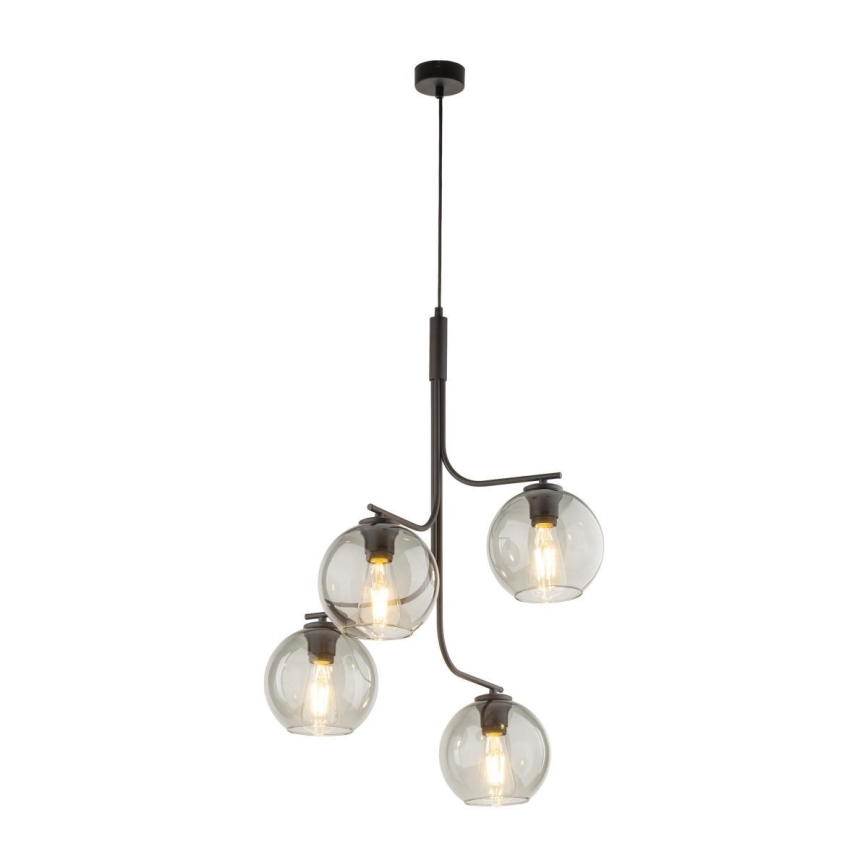 LED luster na kabelu CESAR 4xE27/15W/230V crna/dimno-siva