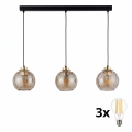 LED luster na kabelu DEVI 3xE27/15W/230V crna/dimljeno bež