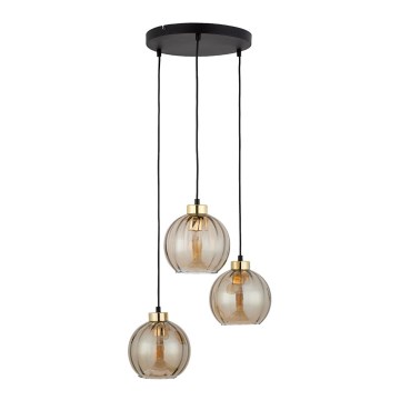 LED luster na kabelu DEVI 3xE27/15W/230V crna/dimljeno bež
