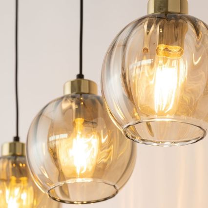 LED luster na kabelu DEVI 3xE27/15W/230V crna/dimljeno bež