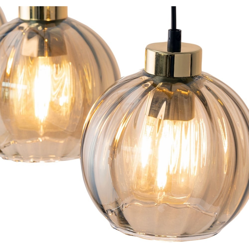 LED luster na kabelu DEVI 3xE27/15W/230V crna/dimljeno bež