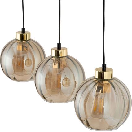 LED luster na kabelu DEVI 3xE27/15W/230V crna/dimljeno bež