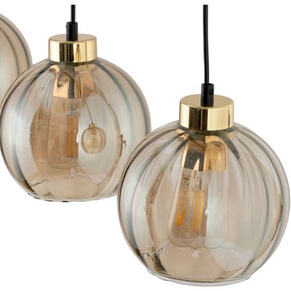 LED luster na kabelu DEVI 3xE27/15W/230V crna/dimljeno bež