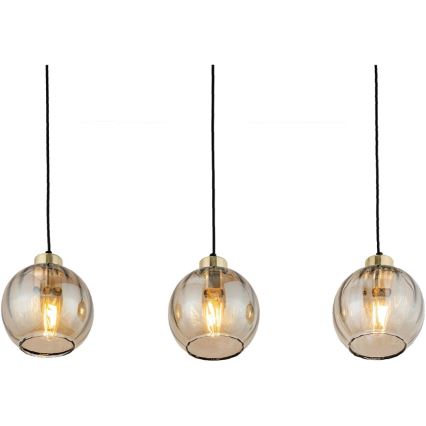 LED luster na kabelu DEVI 3xE27/15W/230V crna/dimljeno bež