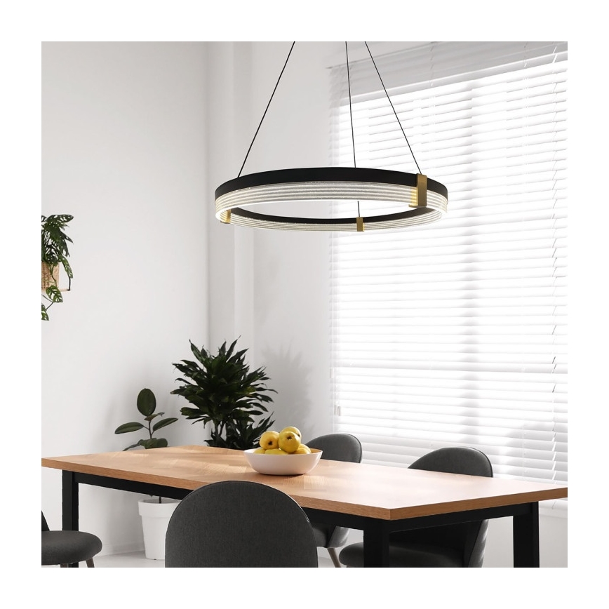 LED luster na kabelu TRIANGLE LED/40W/230V 3000/4000/6000K, promjer 60 cm, crne boje