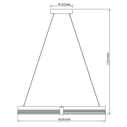 LED luster na kabelu TRIANGLE LED/40W/230V 3000/4000/6000K, promjer 60 cm, crne boje